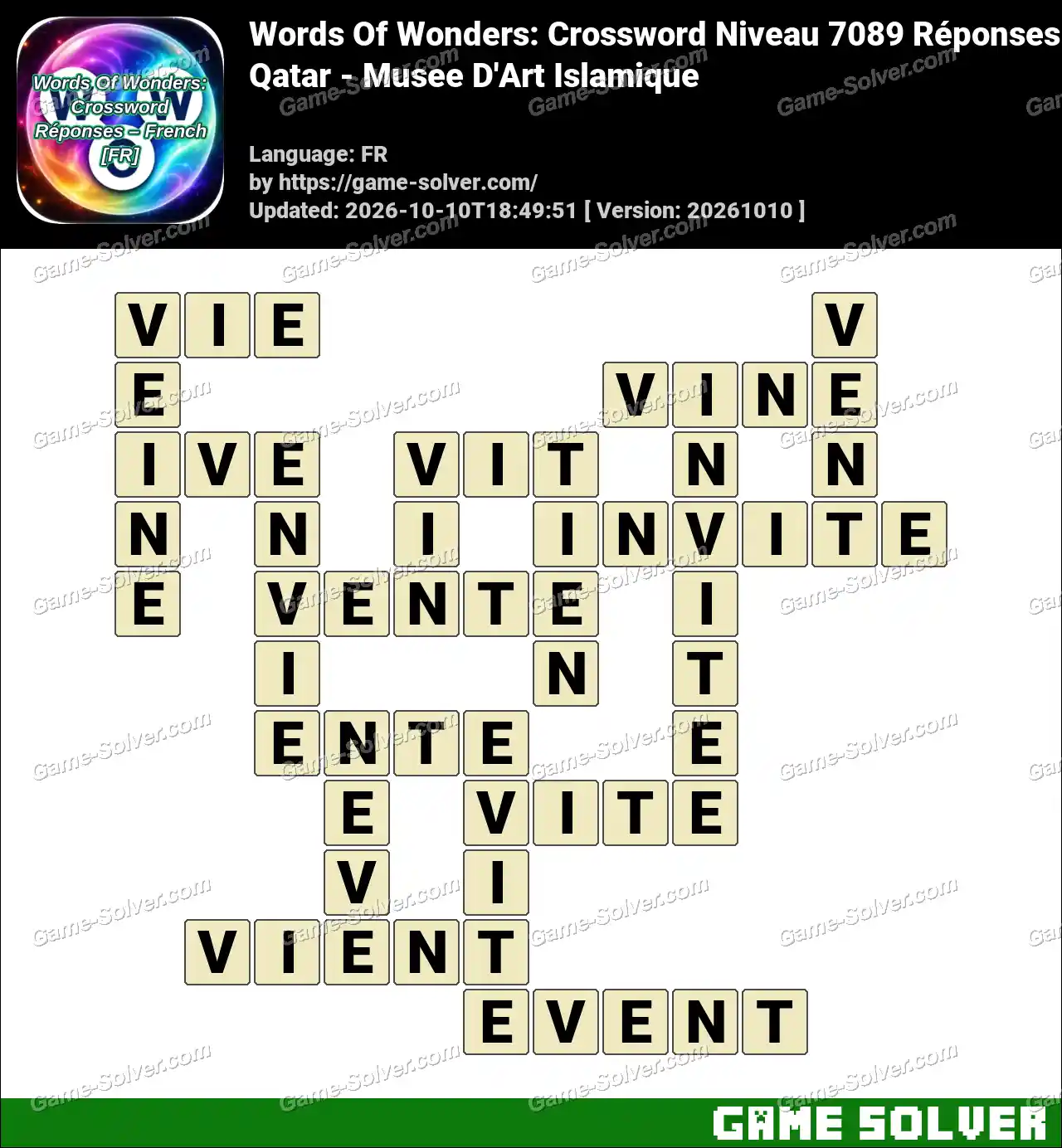 Words Of Wonders: Crossword Niveau 7089 Réponses – Qatar – Musee D’Art Islamique